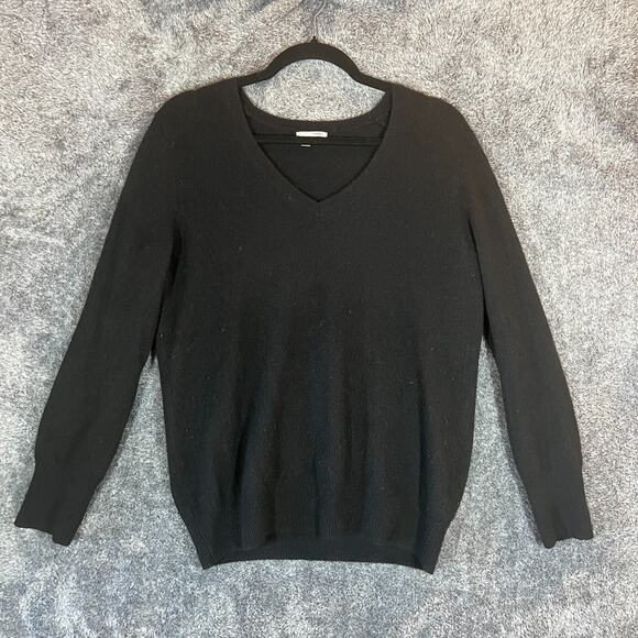 Halogen Sweater Womens Large Black 100% Cashmere Soft Casual Pullover Longsleeve - Picture 1 of 7